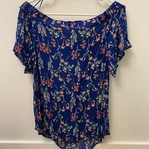 Blue floral off the shoulder top